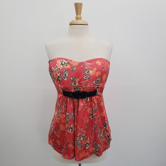 Torrid Womens Pink Floral Tube Top Plus Size 1X Elastic Back Missing Straps - Picture 1 of 12